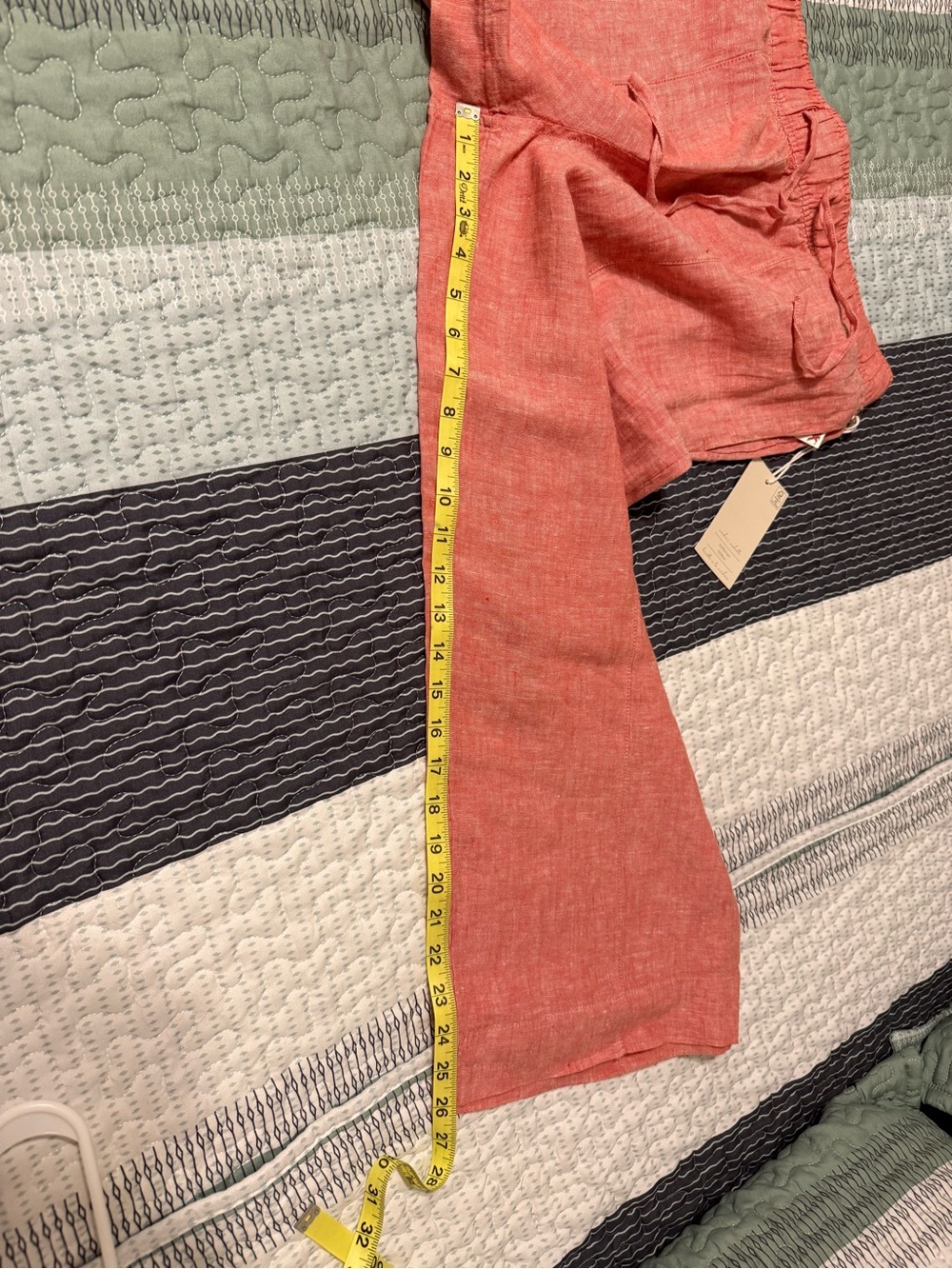 Euro summer style Wide-Leg 100% Linen Pants in Red Rose - Picture 8 of 9